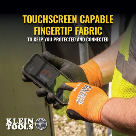 Klein Tools Knit Dipped Gloves, Cut Level A1, Touchscreen, Large 60672